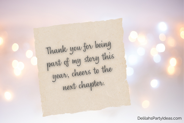 festive new year lights background with quote overlay on paper note