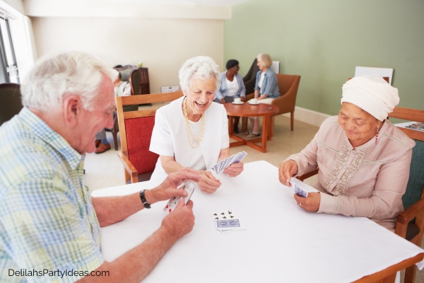seniors playing a card game