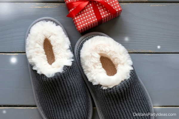 cozy slippers and a gift