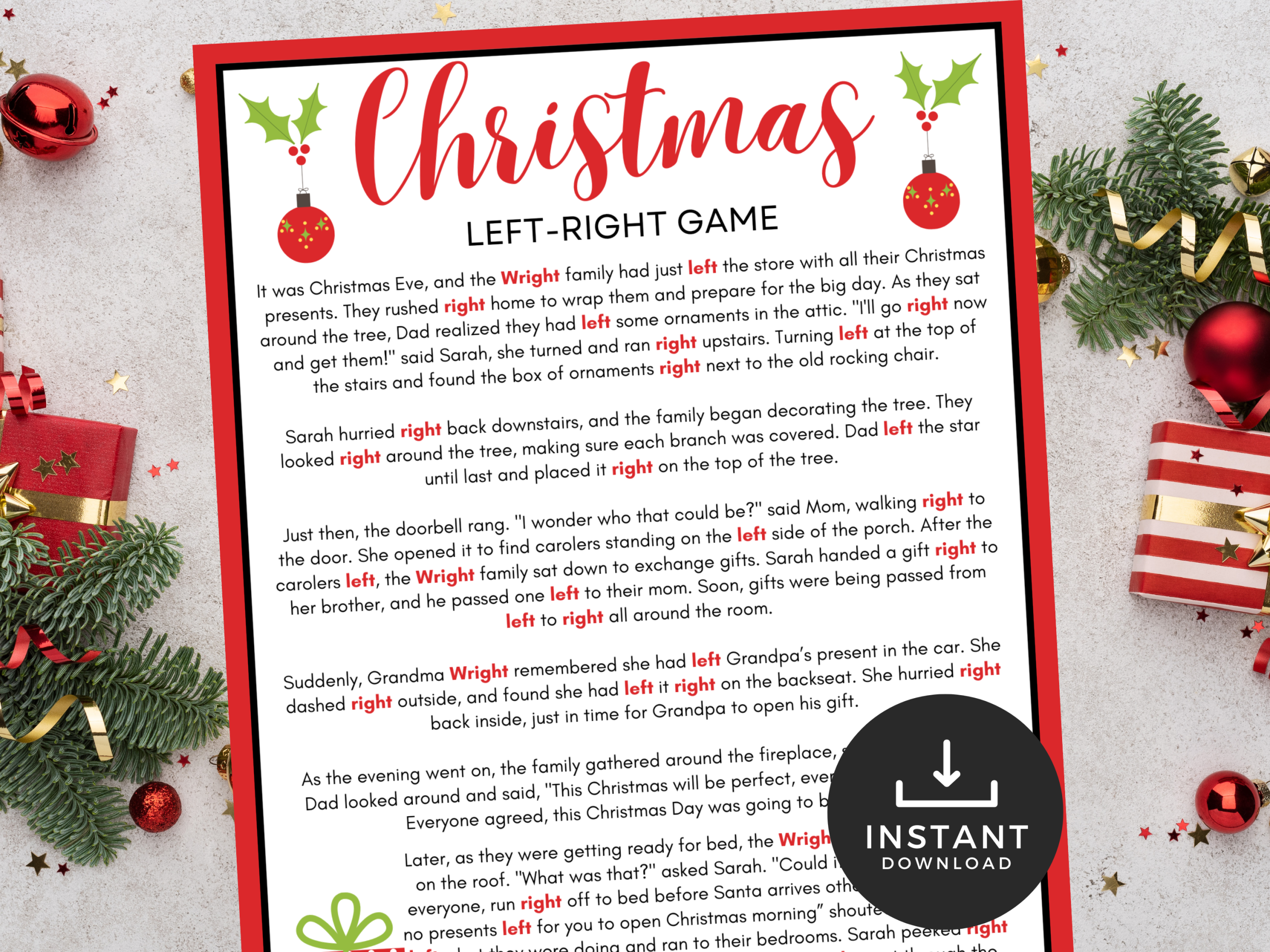 Christmas Left Right Game