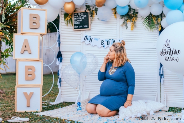 pregnant woman in an outdoor baby shower party