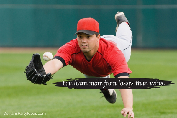 baseball player diving for a catch, with quote overlay