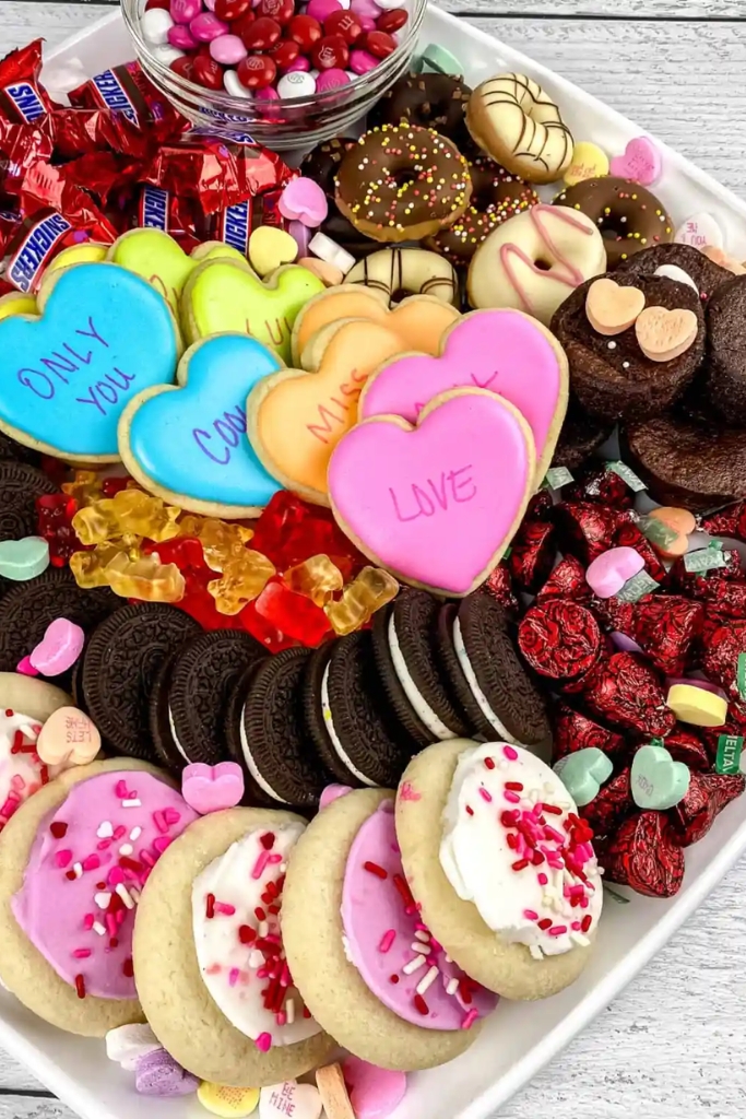 Kid-themed valentines day charcuterie board