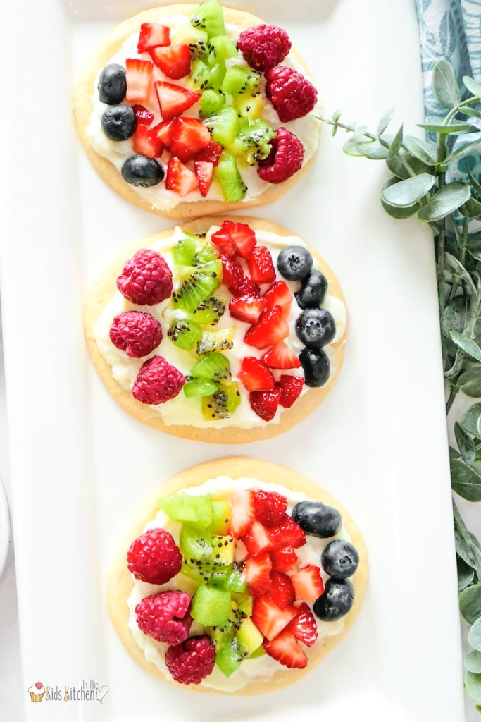 Easter egg fruit pizzas