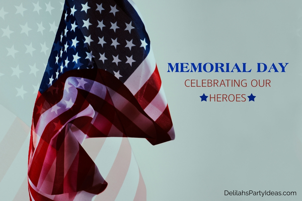 Memorial Day background of American flag and slogan