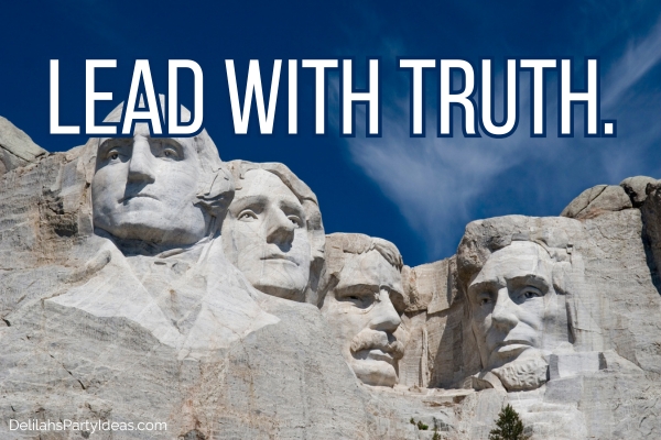 Mount Rushmore view of 4 presidents with quote overlay