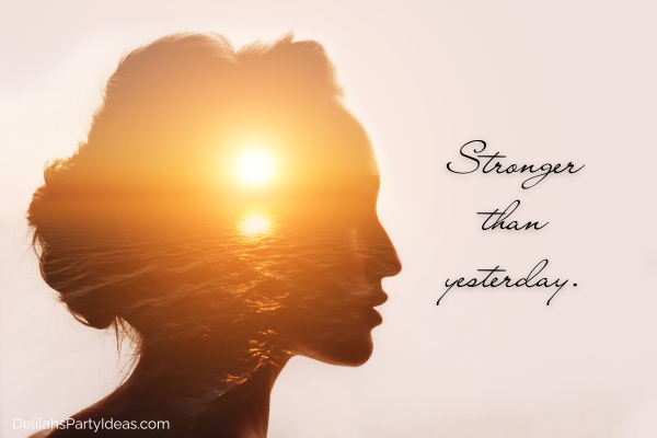 sunrise and woman silhouette with quote overlay
