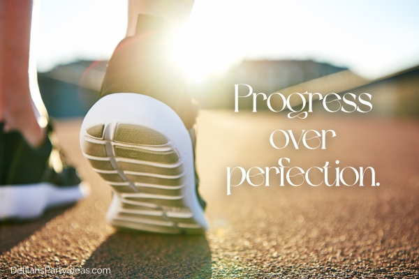 Close up of feet in running shoes with quote overlay