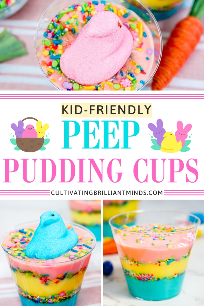 Rainbow Peeps pudding cups