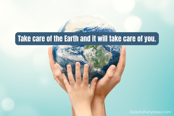 hands holding planet earth with quote overlay