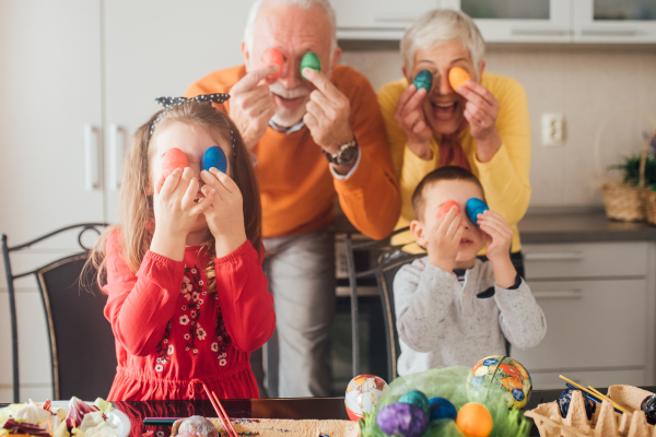 Kids and grandparents funny Easter picture