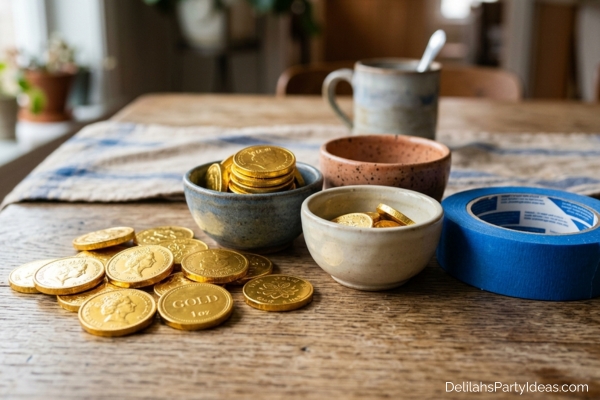 materials needed to gold coin toss game