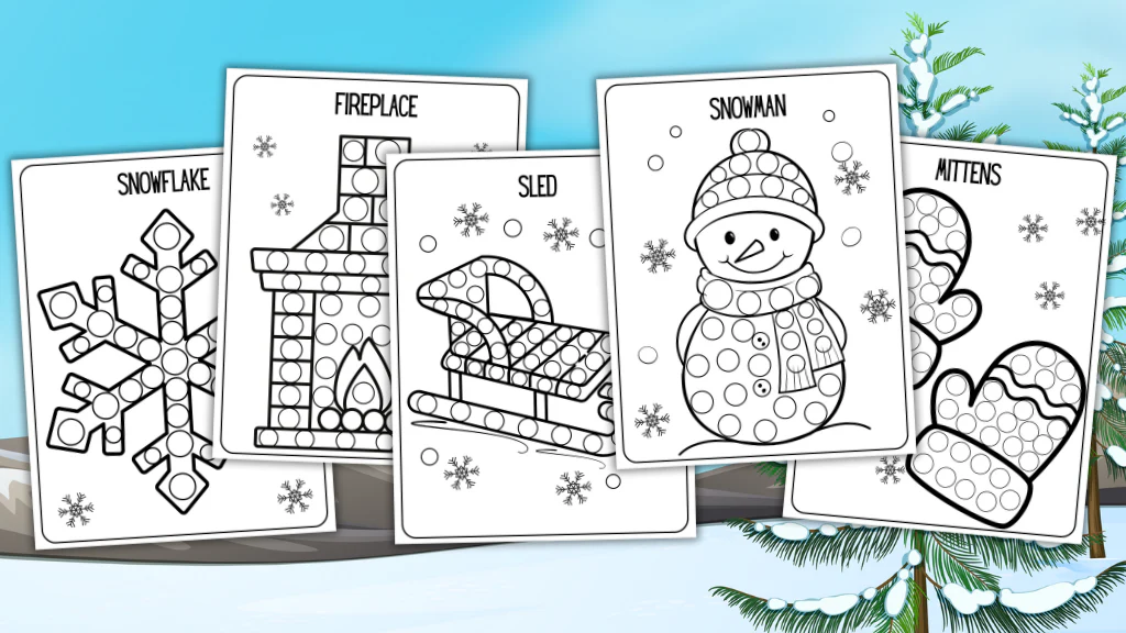 winter dot to dot marker coloring pages