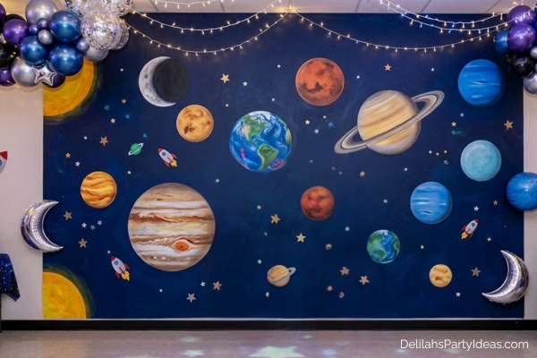 planetary backdrop wall for photobooth