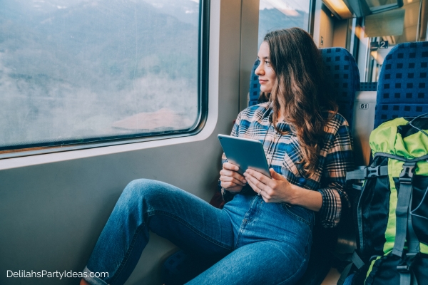 woman on train solo travel
