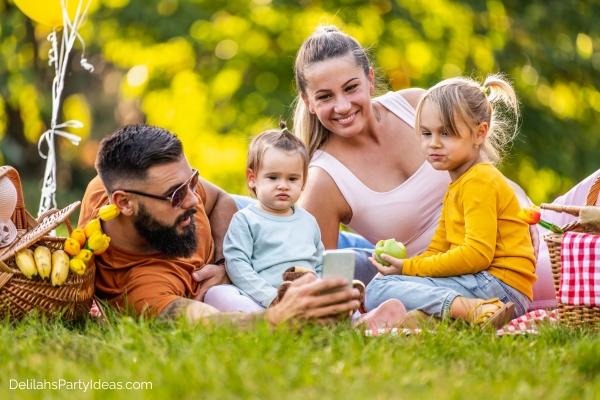family having summer picnic