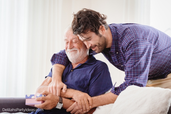 man greeting his uncle for father's day