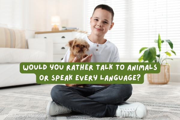 boy holding pet dog with question overlay