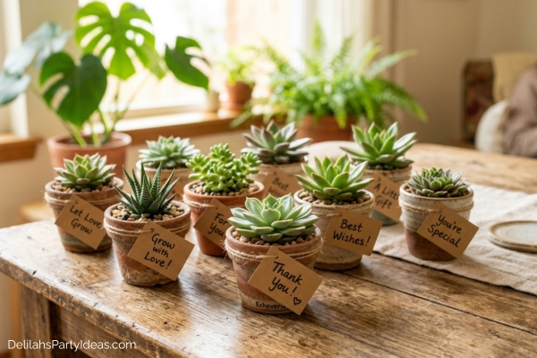 potted succulents party favors