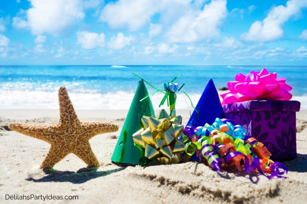 birthday decorations on a beach