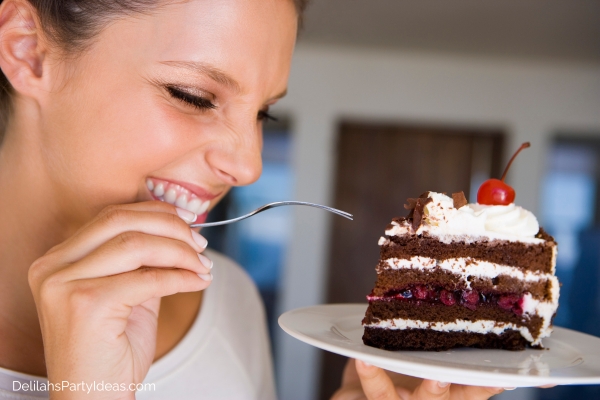 woman eating cake for breakfast