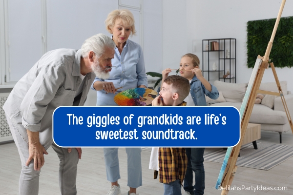 grandparents with grandkids painting at home, with quote overlay