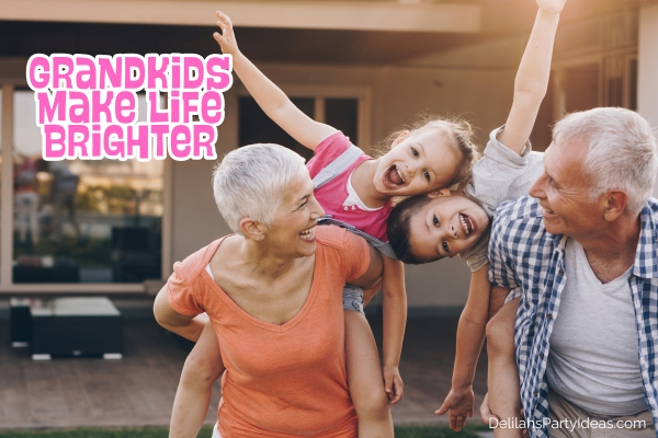 grandparents piggybacking their grandkids, with quote overlay
