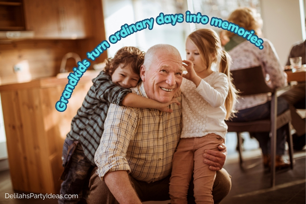 grandfather playing with his grandkids with quote overlay
