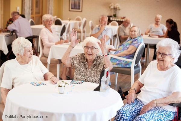 Group of elderly people playing Bingo