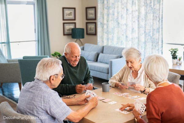 seniors playing a card game