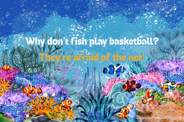 Illustration of the under ocean fish and corals, with joke overlay