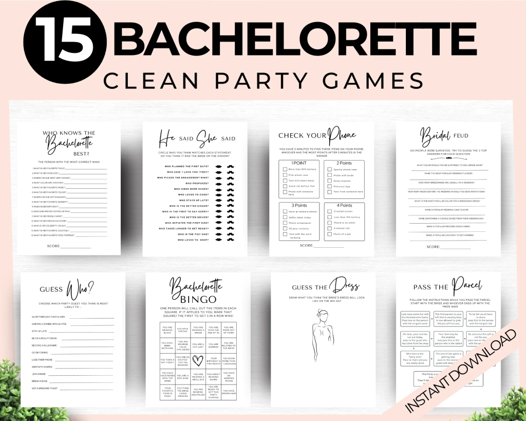clean bachelorette party games bundle