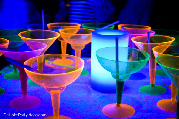 neon cocktail glasses