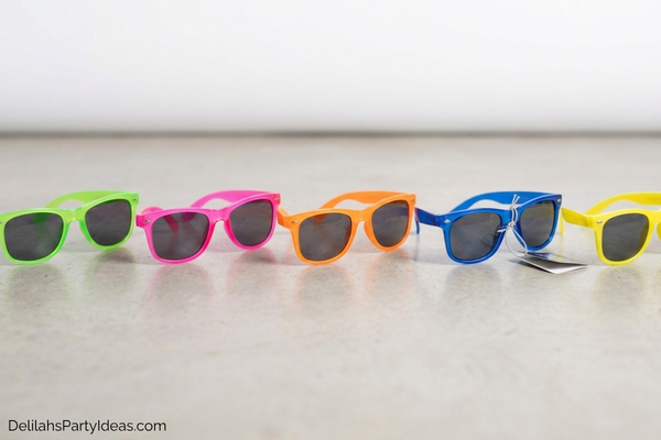 neon sunglasses as party favors