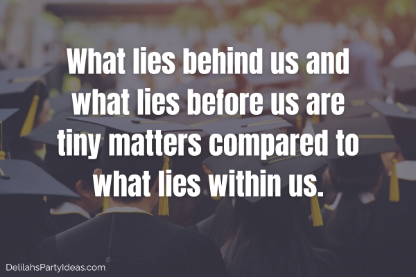 graduation ceremony with quote overlay