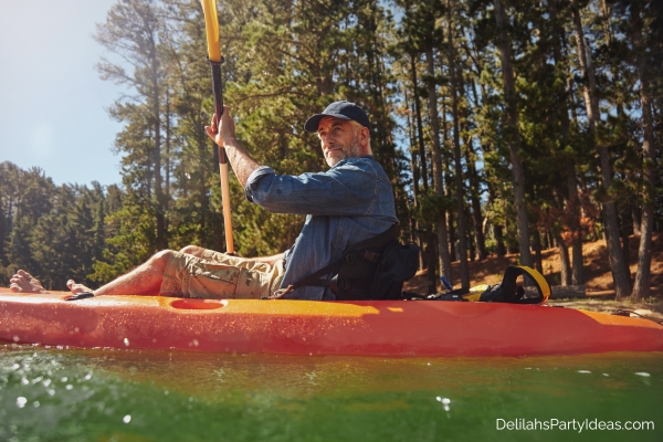 senior man kayaking