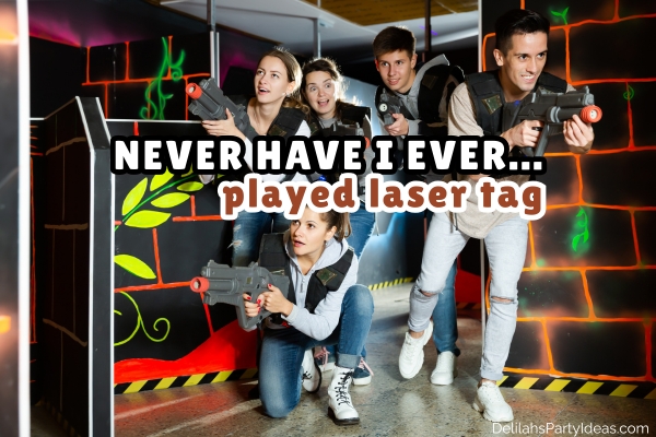 Teens playing laser tag