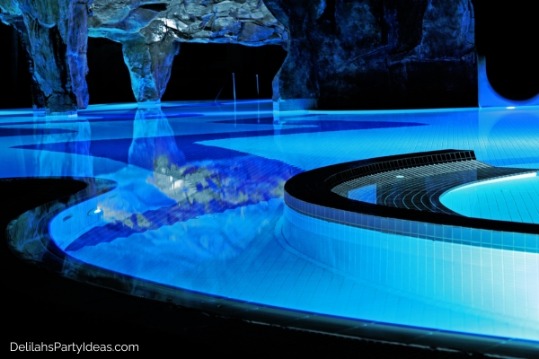 pool with neon lights