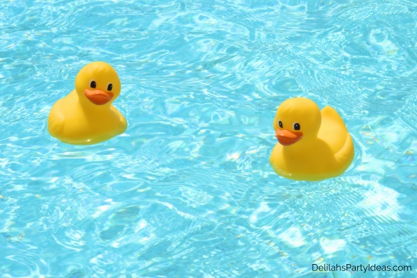 rubber ducks in a pool