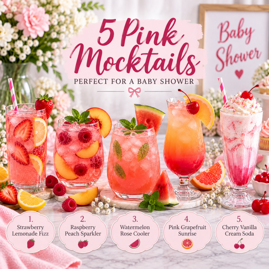 Pink Mocktails for Baby Shower