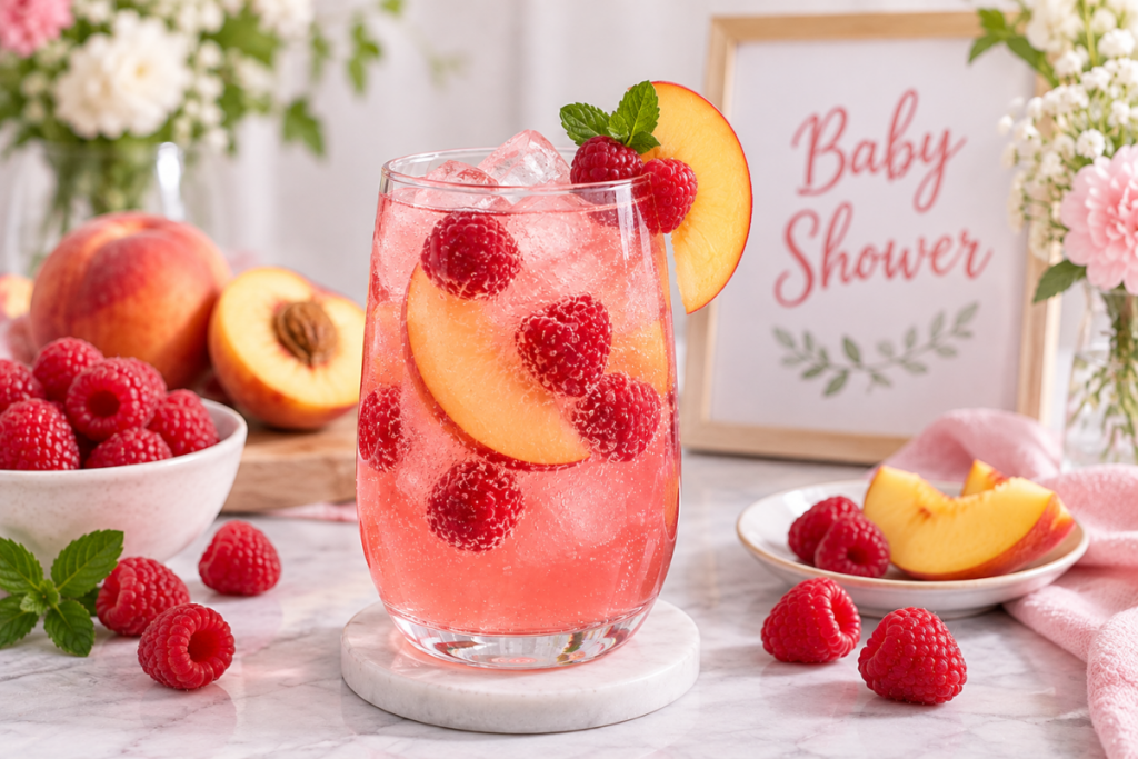 Raspberry Peach Sparkler mocktail